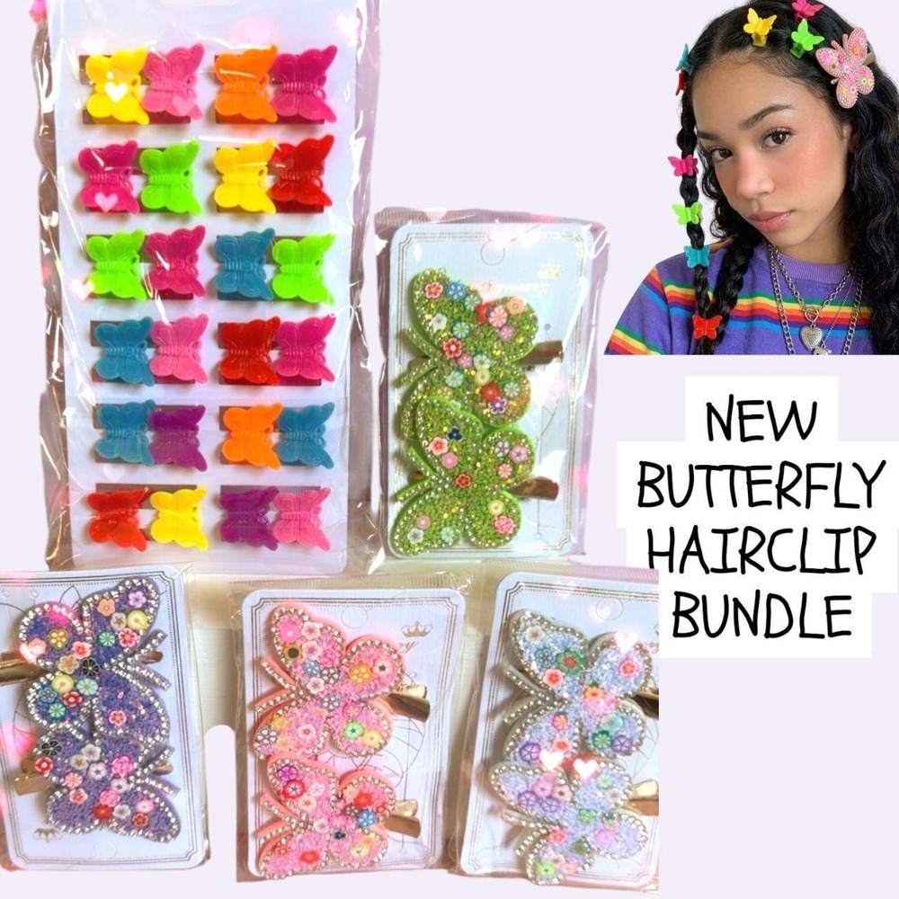 NEW Y2K BUTTERFLY HAIR CLIP BUNDLE